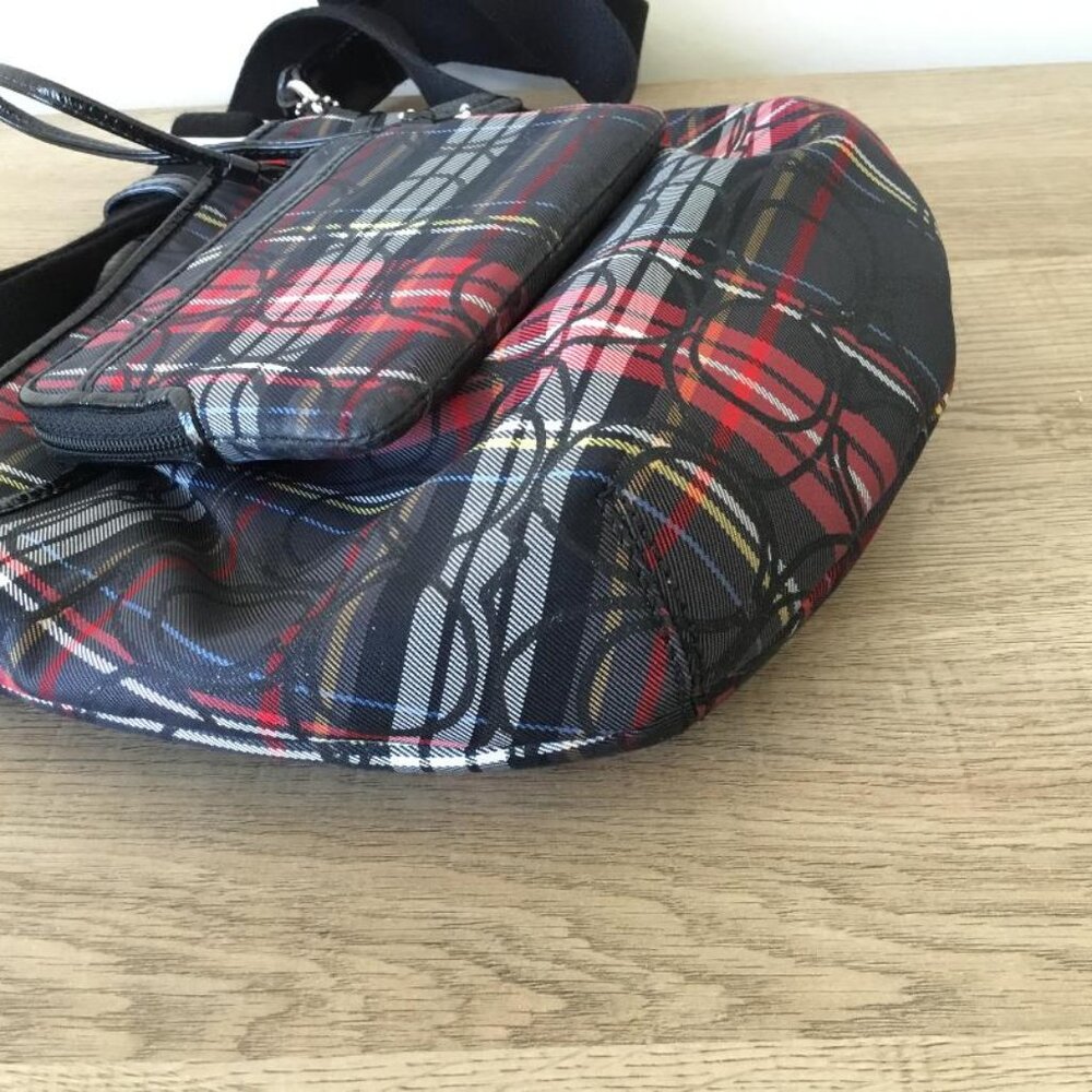 Vintage Y2K Coach Poppy Tartan Plaid Red/Black Crossbody Bag & Matching Wristlet - Picture 5 of 10